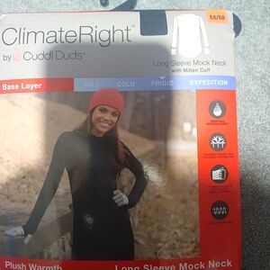 Cuddl Duds Black Long Sleeve Mock Neck Top